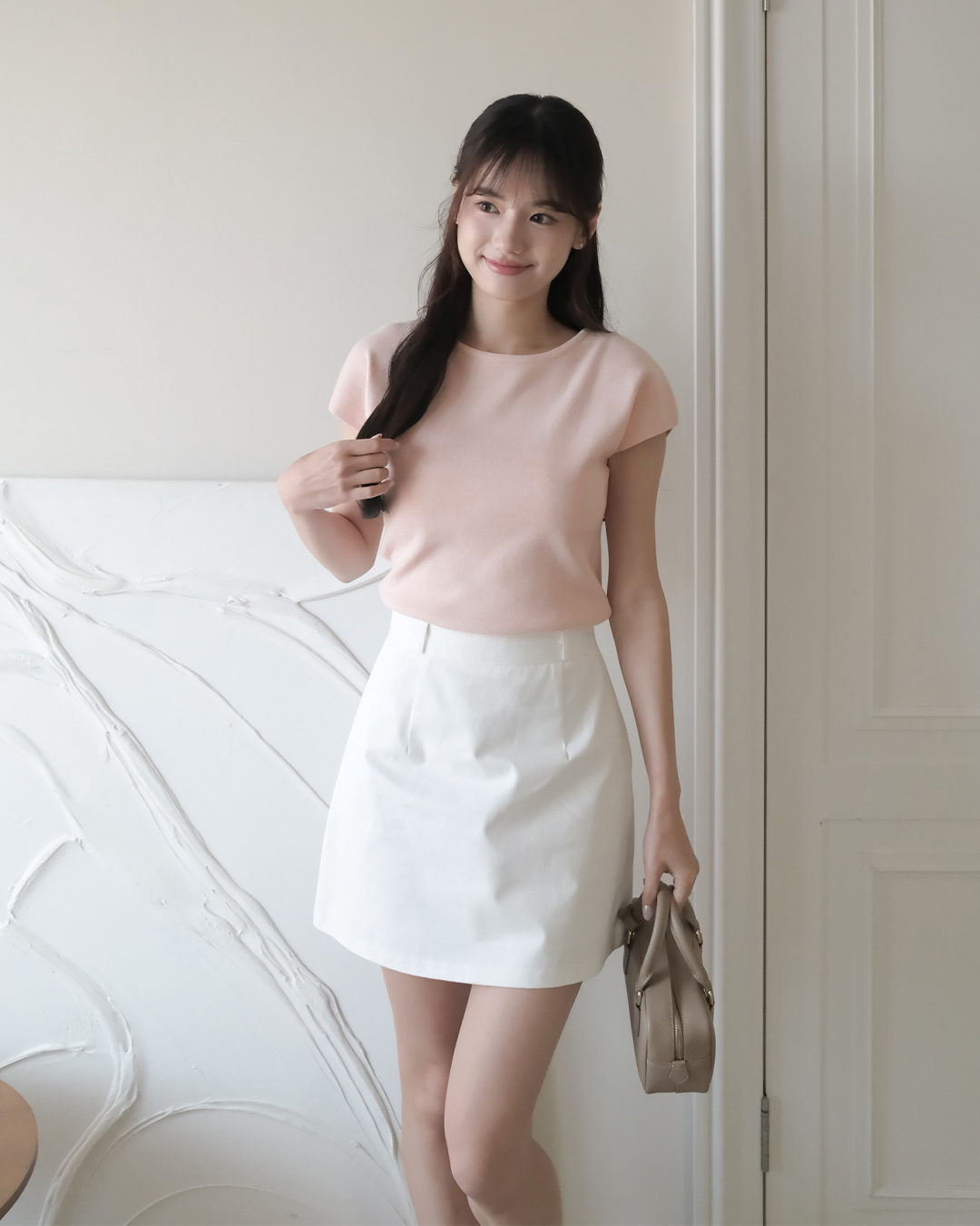 俐落感顯瘦落肩袖針織上衣 ( 5 colors)