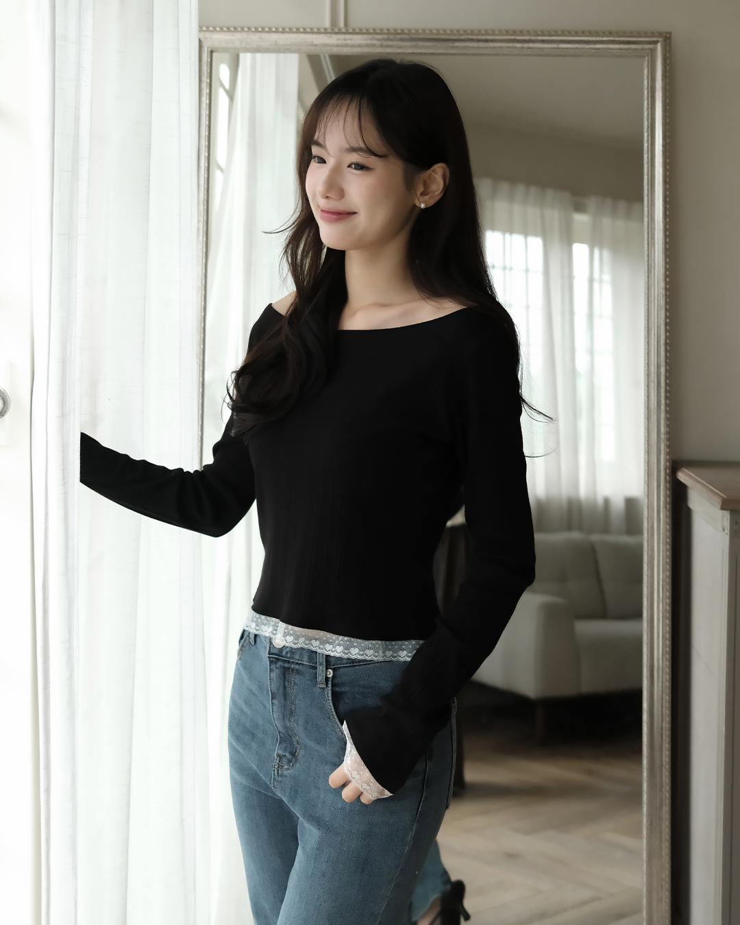 心動鎖骨愛心船領上衣💓 ( 4 colors)