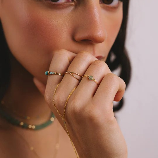 1YA0326-011 [YAY PARIS] Stella Chain Ring - Aventurine Rolled Gold #24SSC-101emst131 (EU)