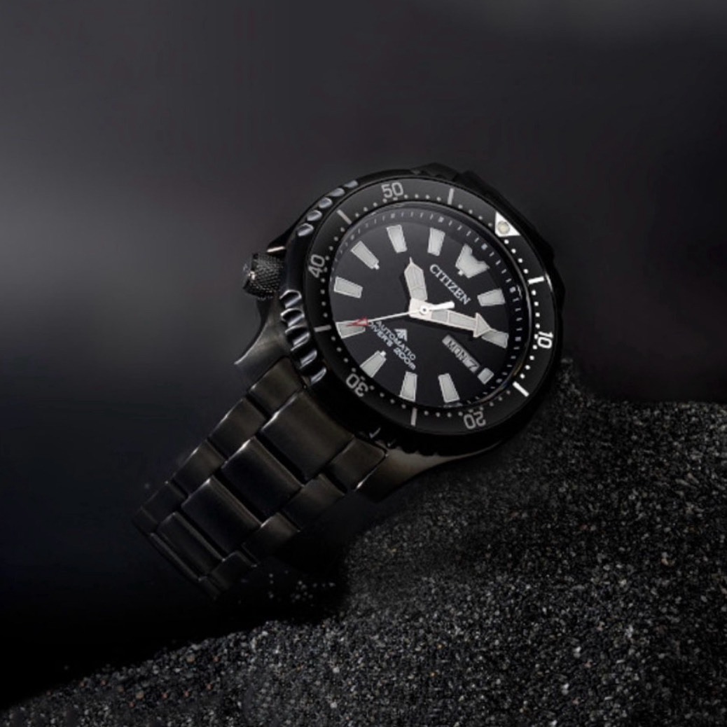 【CITIZEN星辰】PROMASTER 全黑鋼鐵河豚EX Plus潛水機械男錶NY0135-80E 44mm 現代鐘錶