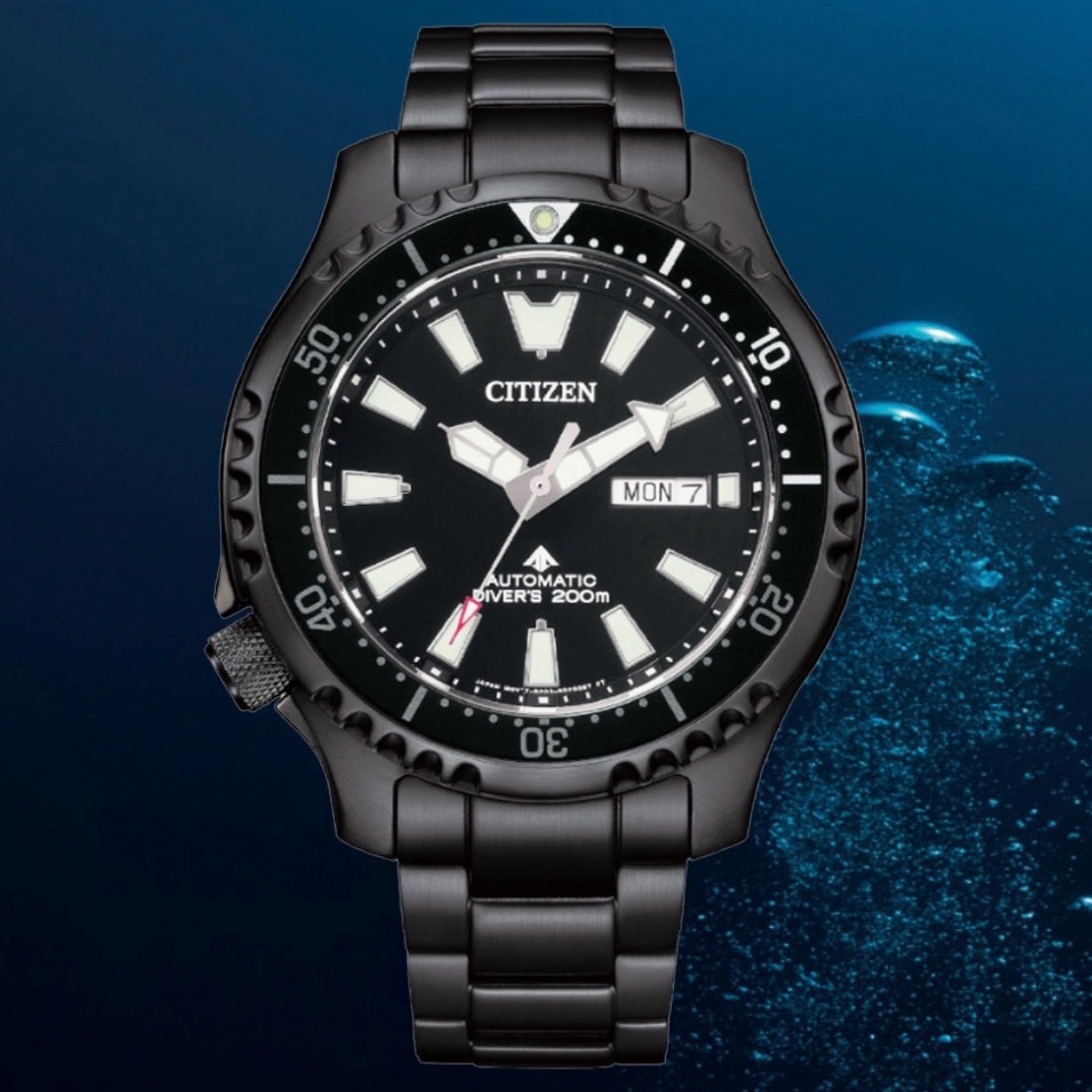 【CITIZEN星辰】PROMASTER 全黑鋼鐵河豚EX Plus潛水機械男錶NY0135-80E 44mm 現代鐘錶