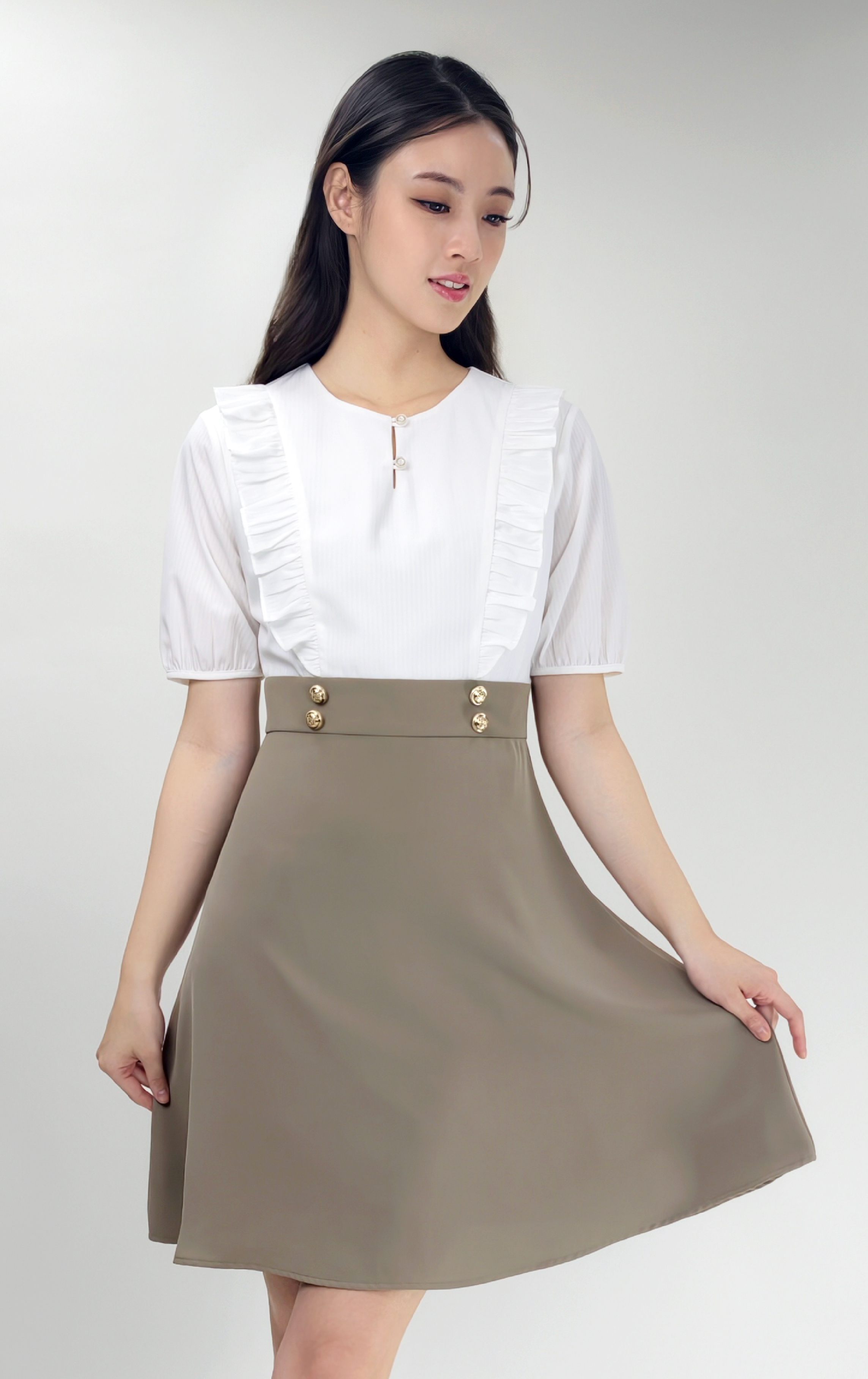 荷葉邊A字連身裙 OP0653