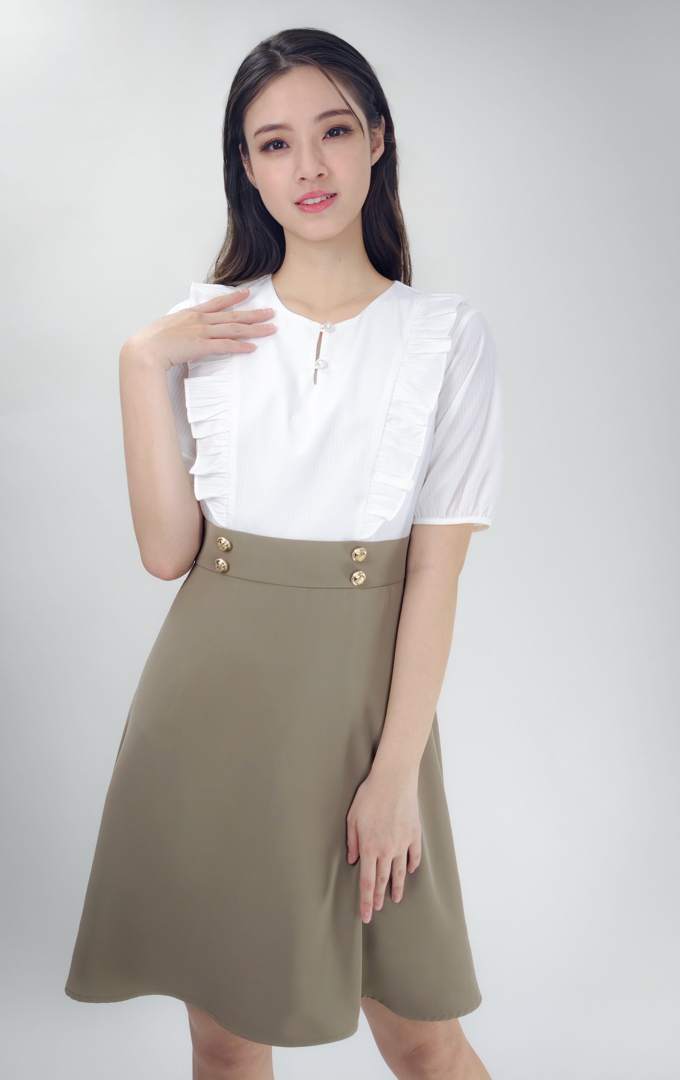 荷葉邊A字連身裙 OP0653