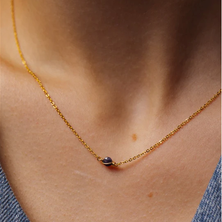 1YA0326-110 [YAY PARIS] Stella Necklac Sapphire Laminated Gold #22AHC-510emst123 (EU)