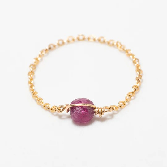 1YA0326-014 [YAY PARIS] Stella Chain Ring - Ruby Rolled Gold #23SSC-101emst130 (EU)