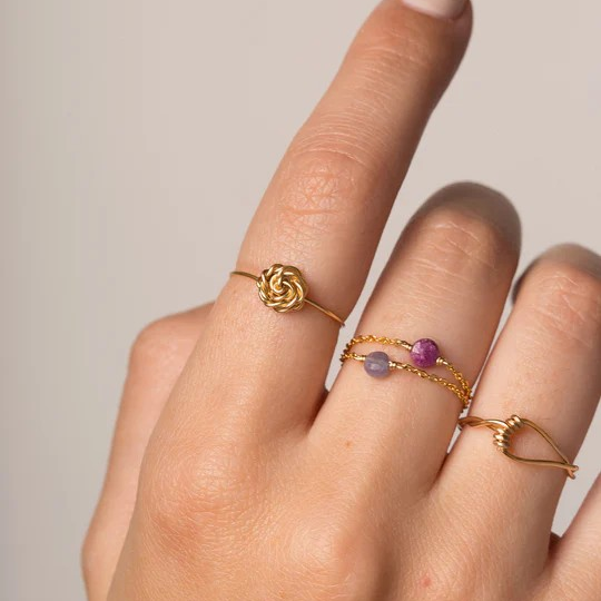 1YA0326-014 [YAY PARIS] Stella Chain Ring - Ruby Rolled Gold #23SSC-101emst130 (EU)