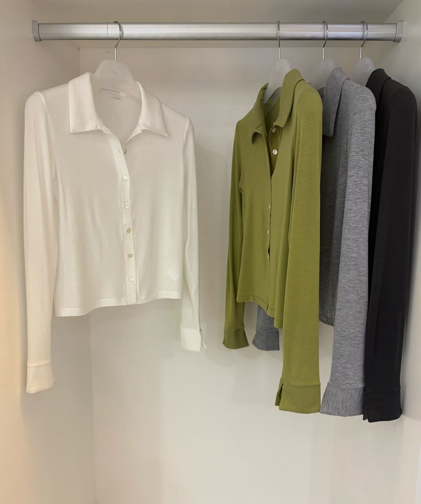 F08-彈性棉翻領開襟上衣(4色)