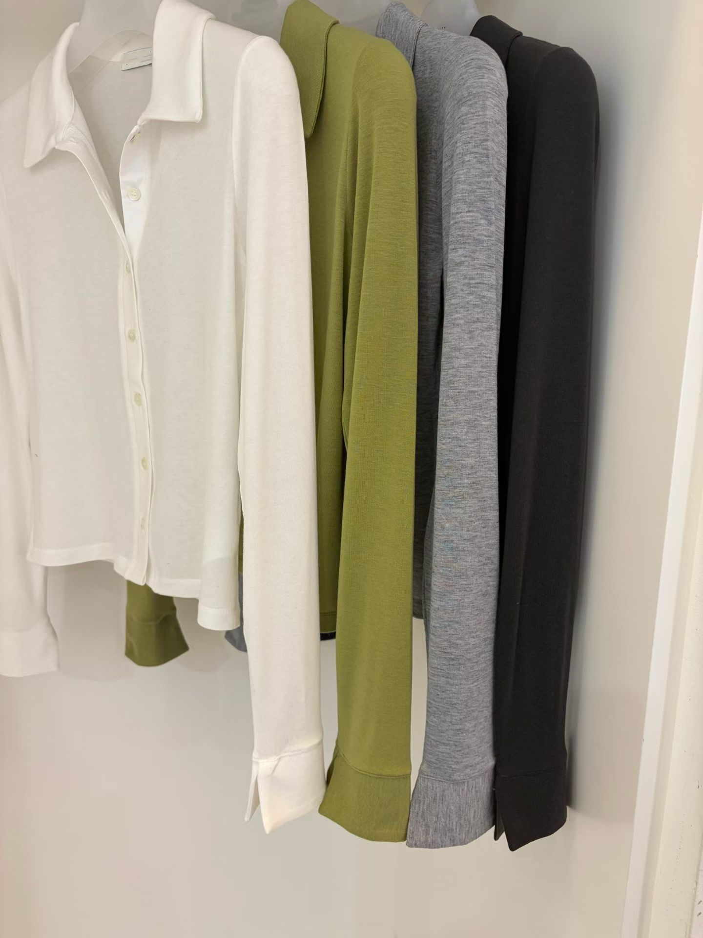 F08-彈性棉翻領開襟上衣(4色)