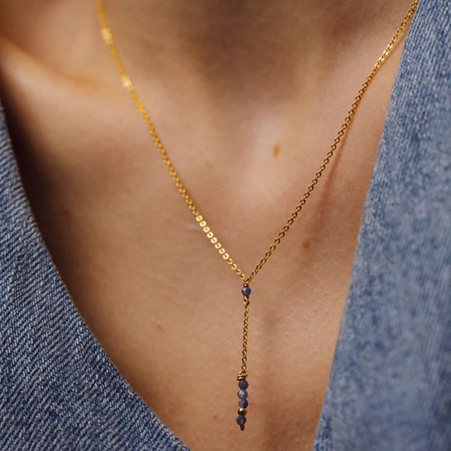 1YA0326-112 [YAY PARIS] Théa Long Necklace Sapphire Laminated Gold #24SSC-520crth123 (EU)