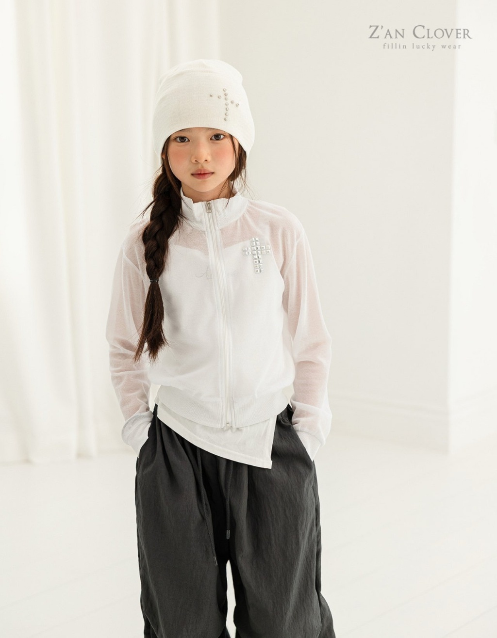 正韓夏ZAN CLOVER 兩色十字架拉鍊外套