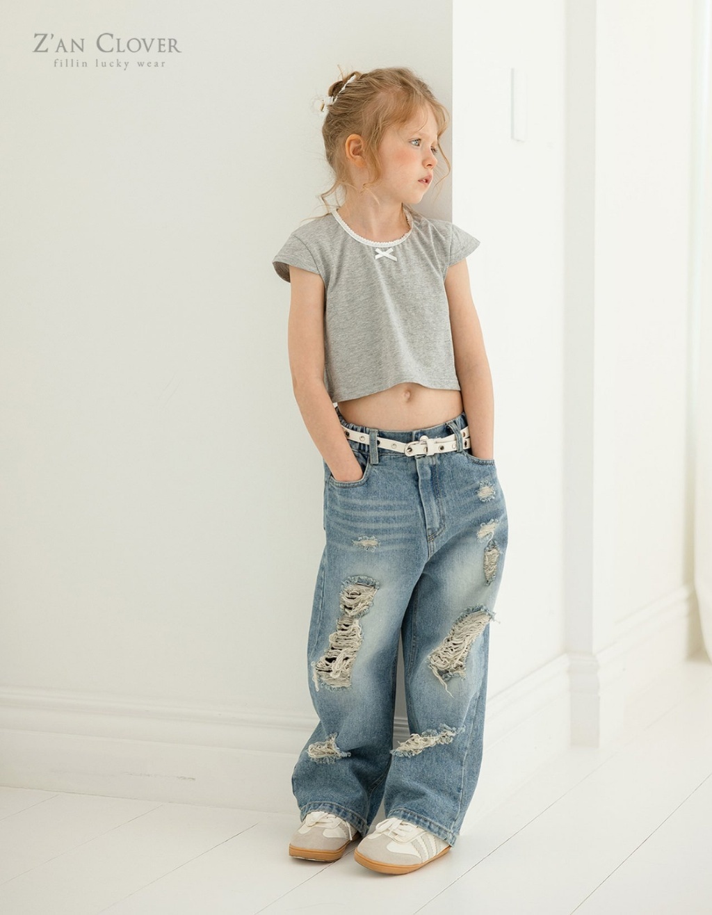 正韓夏ZAN CLOVER 帥氣割破牛仔褲