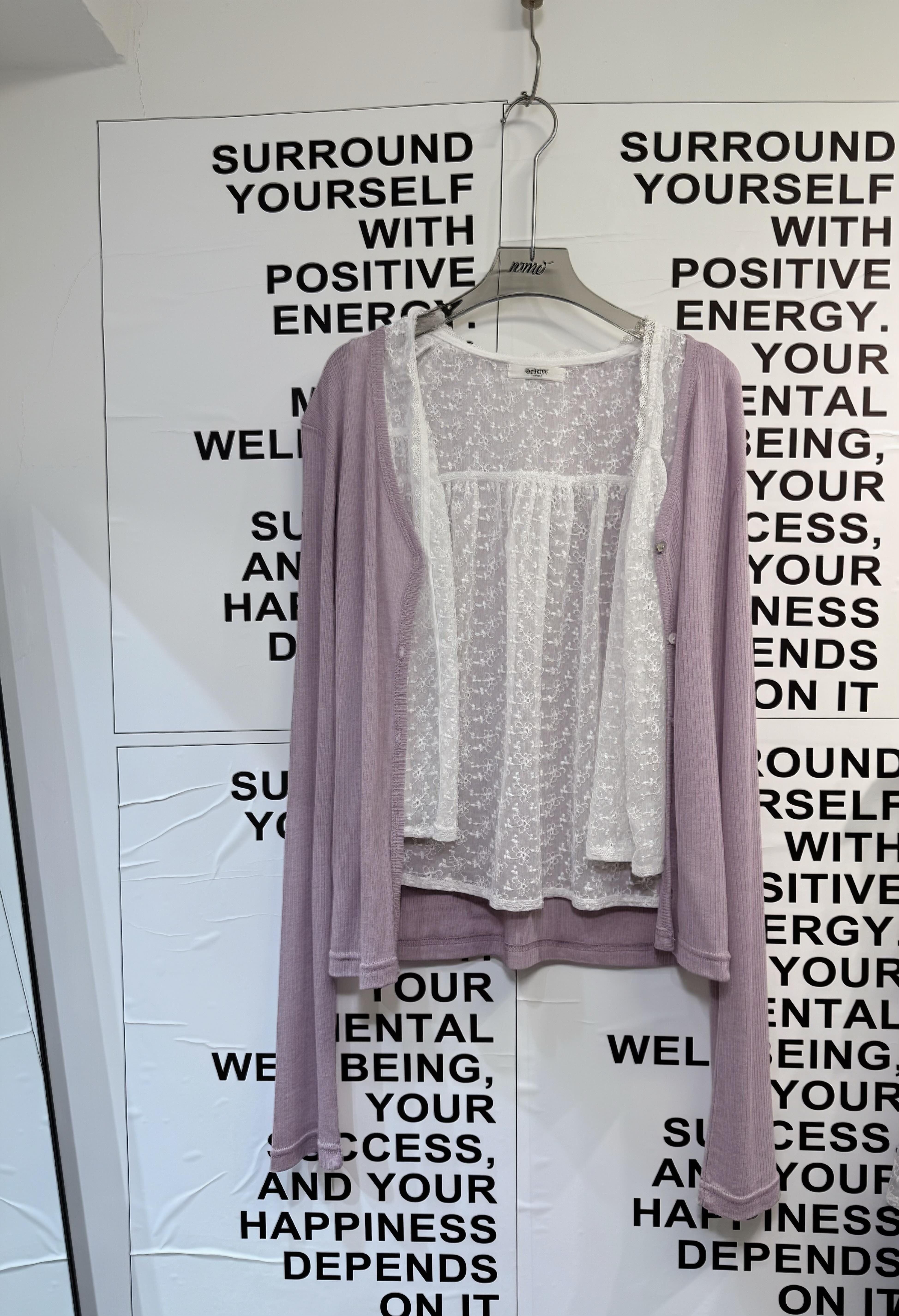 [Combo C] Tencel Cardi + Lace Vest