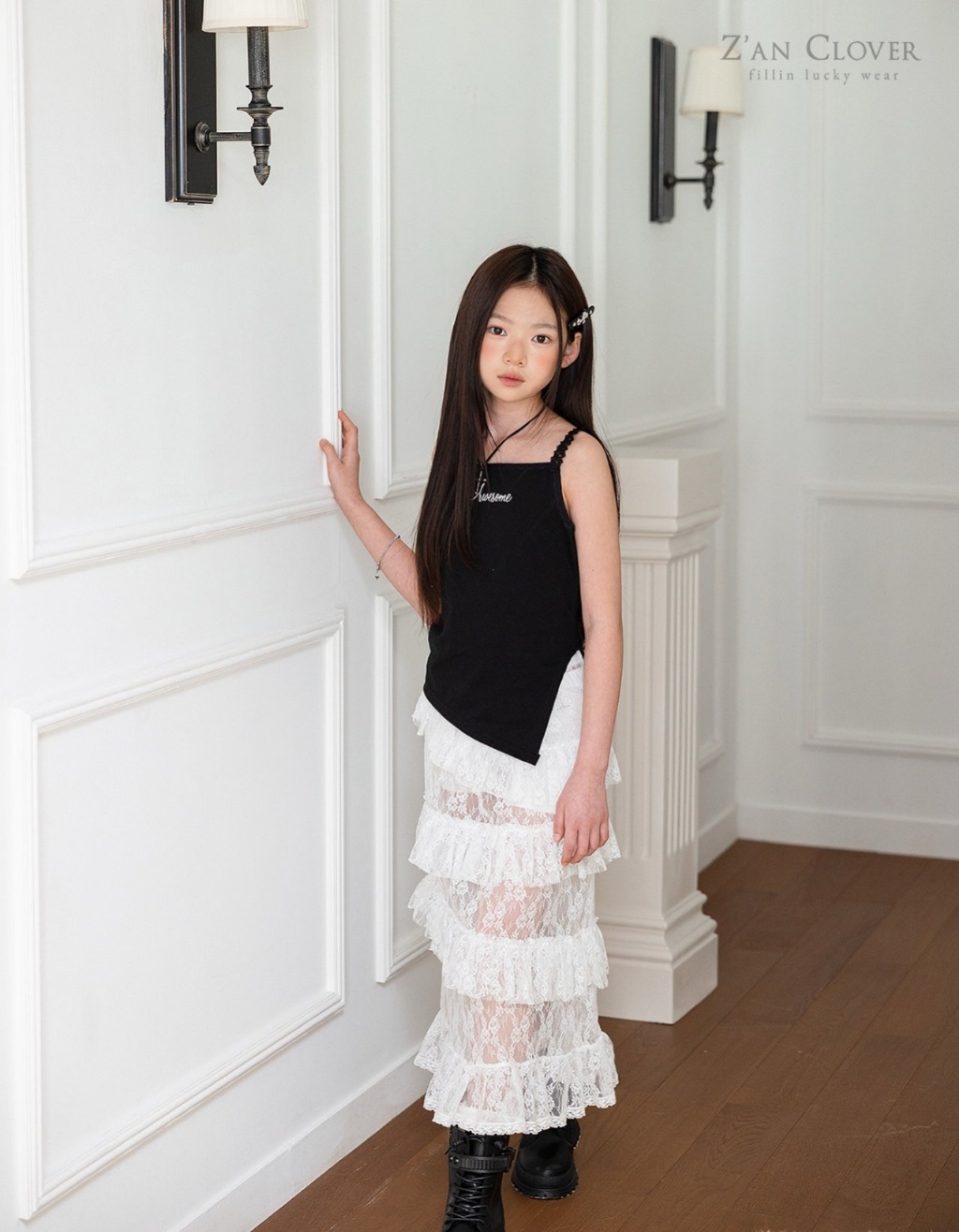 正韓夏ZAN CLOVER 浪漫花瓣白長裙