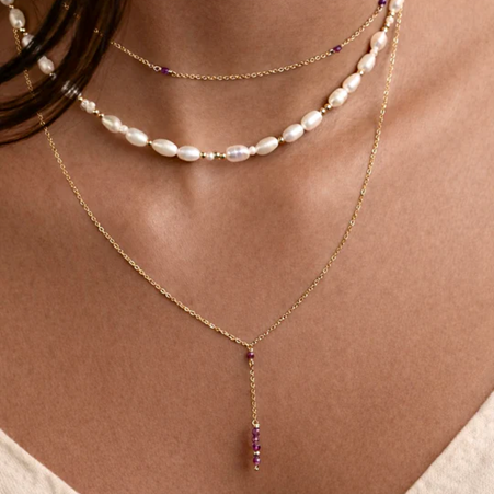 1YA0326-115 [YAY PARIS] Théa Long Necklace Ruby Laminated Gold #24SUK-520crth130 (EU)