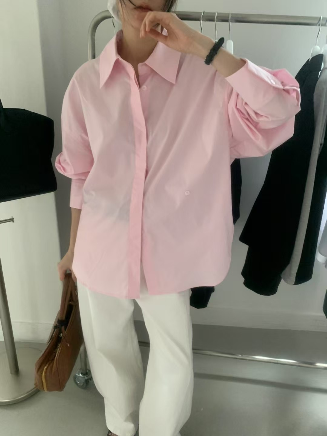 E03-oversized兩種釦法挺版襯衫(4色)