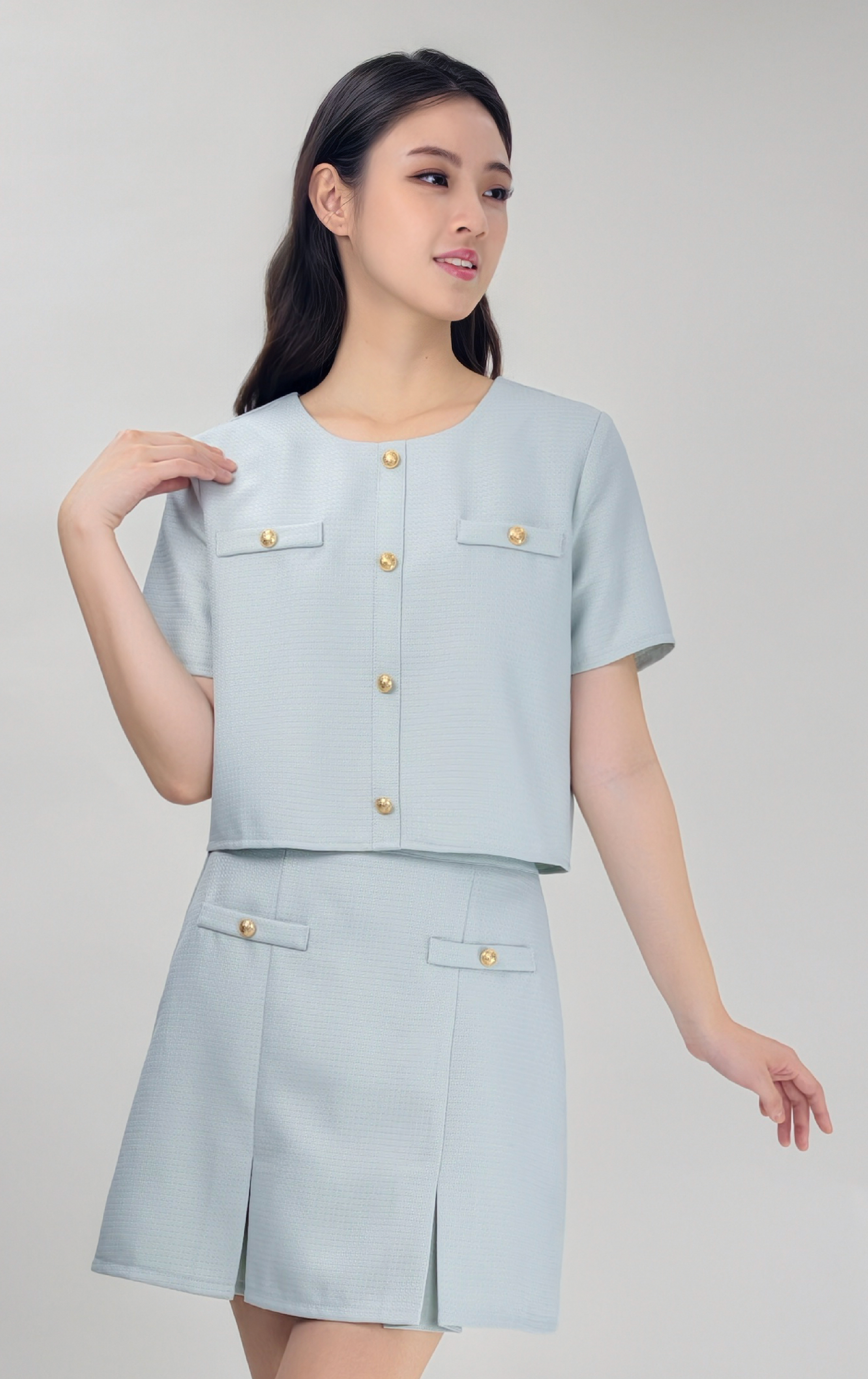 圓領鈕扣外套 SH0408