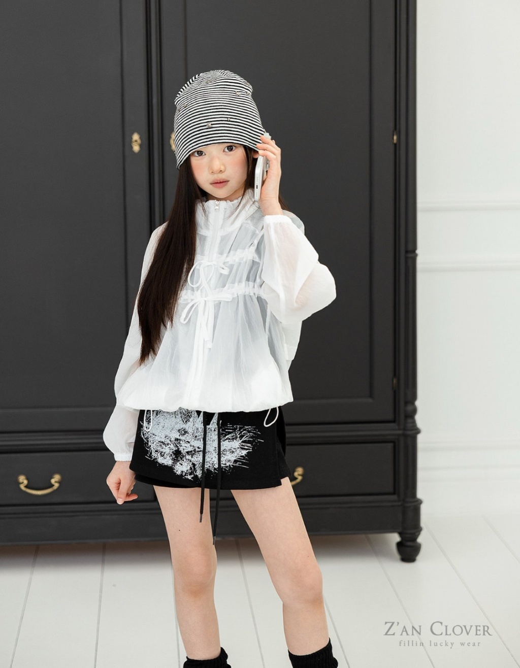 正韓夏ZAN CLOVER 塗鴉綁帶短褲