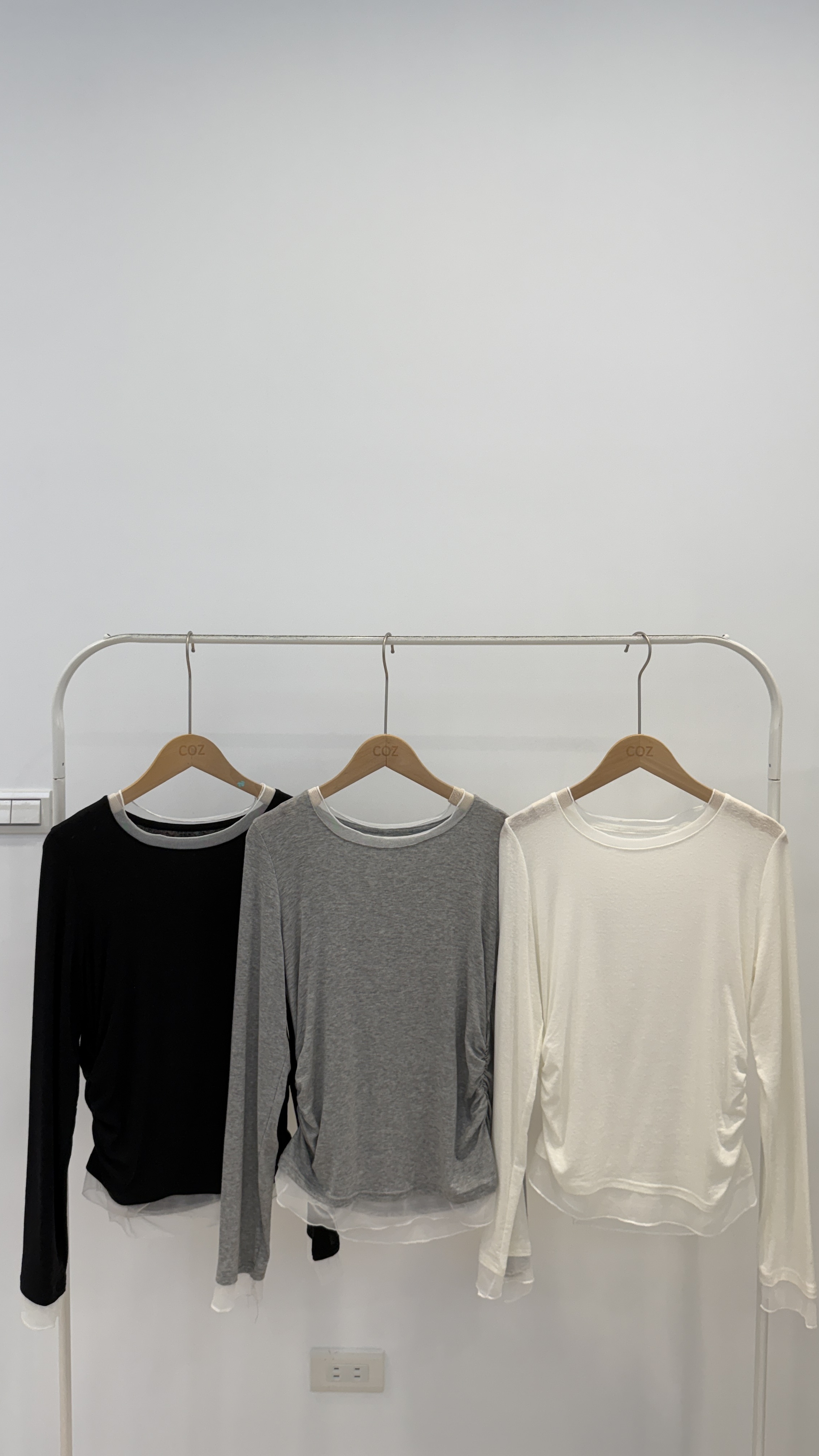 (版娘推薦) 可以包色的 超Q彈針織棉拚接紗打底上衣 _2836