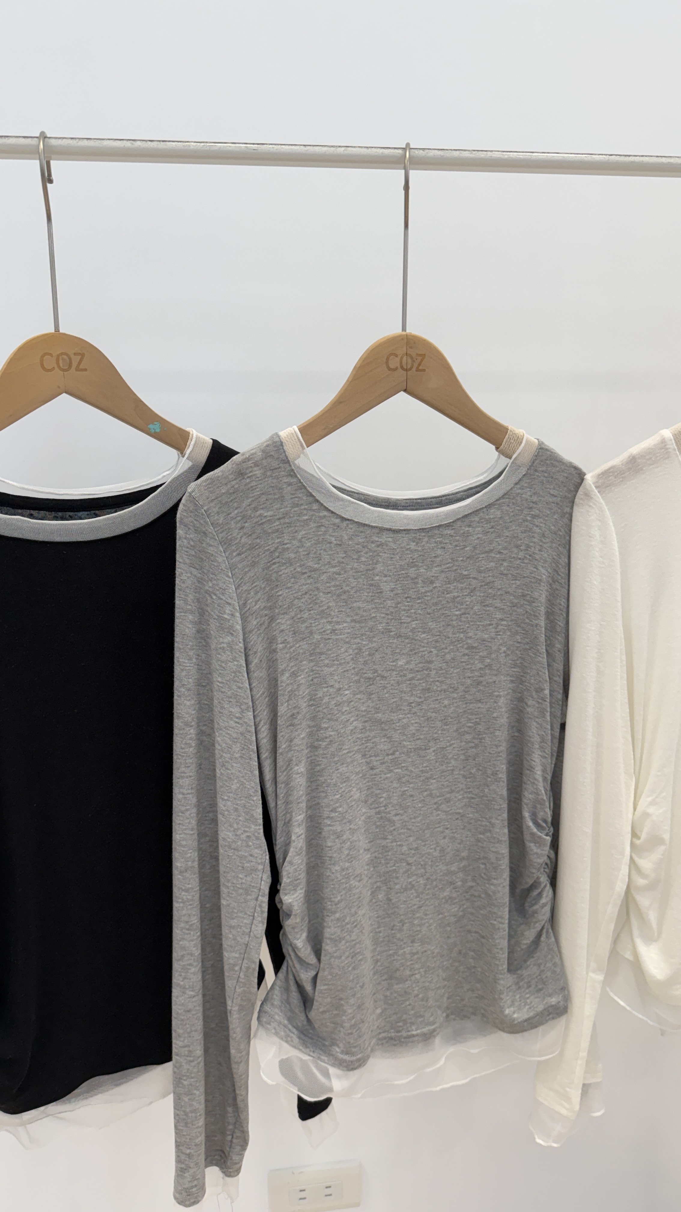 (版娘推薦) 可以包色的 超Q彈針織棉拚接紗打底上衣 _2836