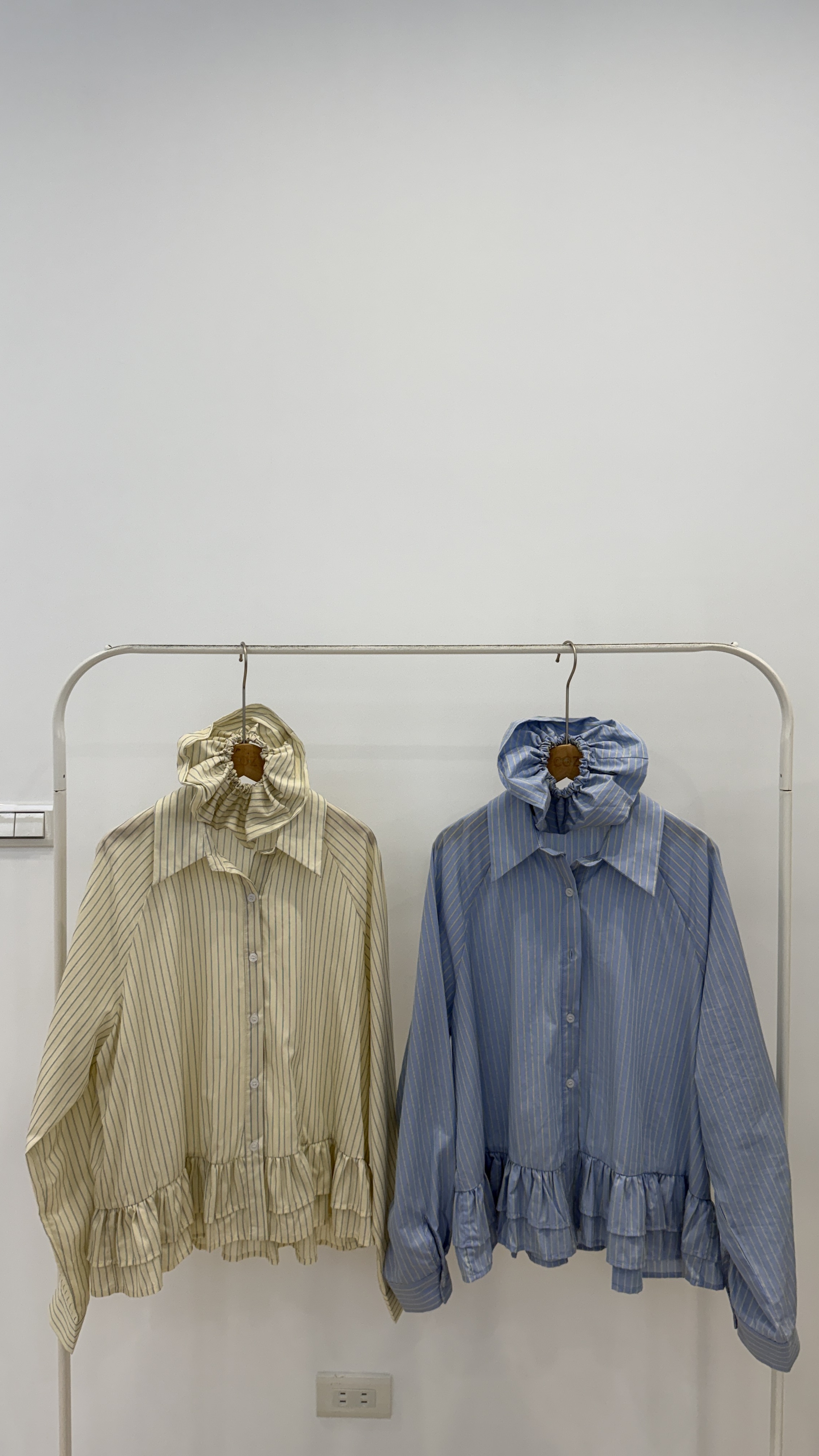 (1+1) 浪漫法式荷葉襯衫+髮圈 SET _309