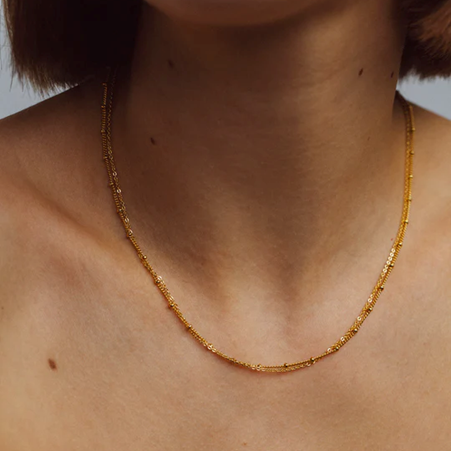 1YA0326-120 [YAY PARIS] Satellite Double Chain Necklace Laminated Gold #6sadb100 (EU)