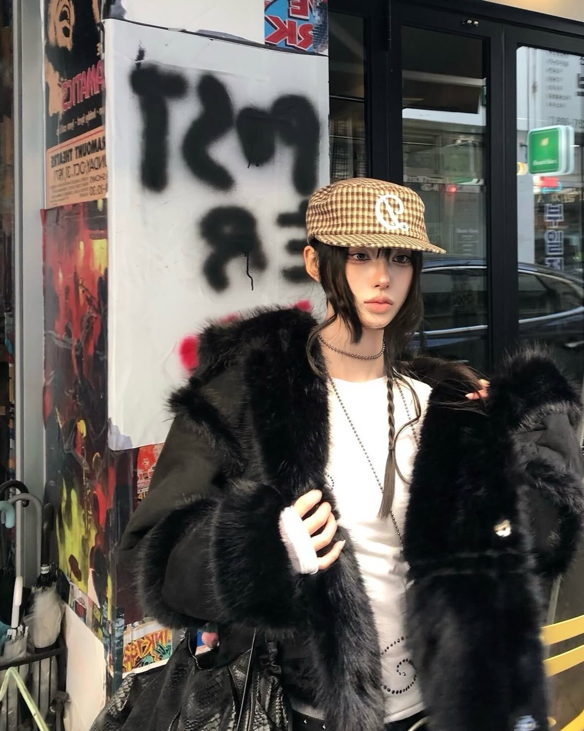 <金珍妮機場路穿搭🔥>韓國 DEF 千鳥格 毛呢 藥盒帽 兩色