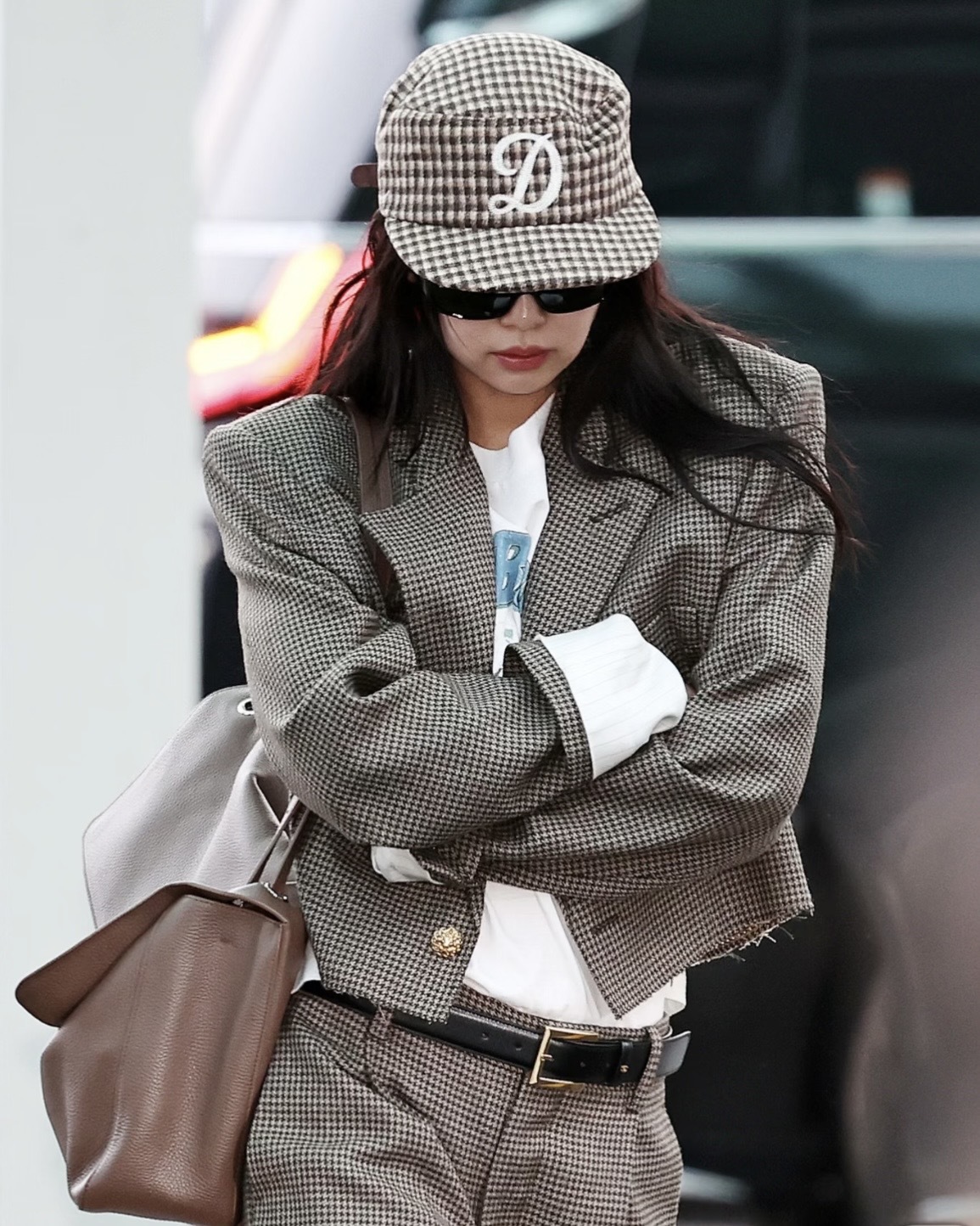 <金珍妮機場路穿搭🔥>韓國 DEF 千鳥格 毛呢 藥盒帽 兩色