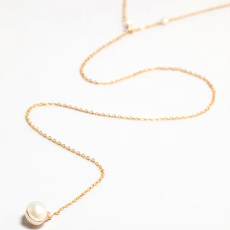 1YA0326-125 [YAY PARIS] Vice Versa Necklace Cultured Pearl Laminated Gold #24SSC-540cren101 (EU)