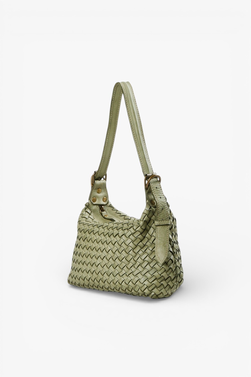 Guilia 編織付背帶小肩背包 淺綠