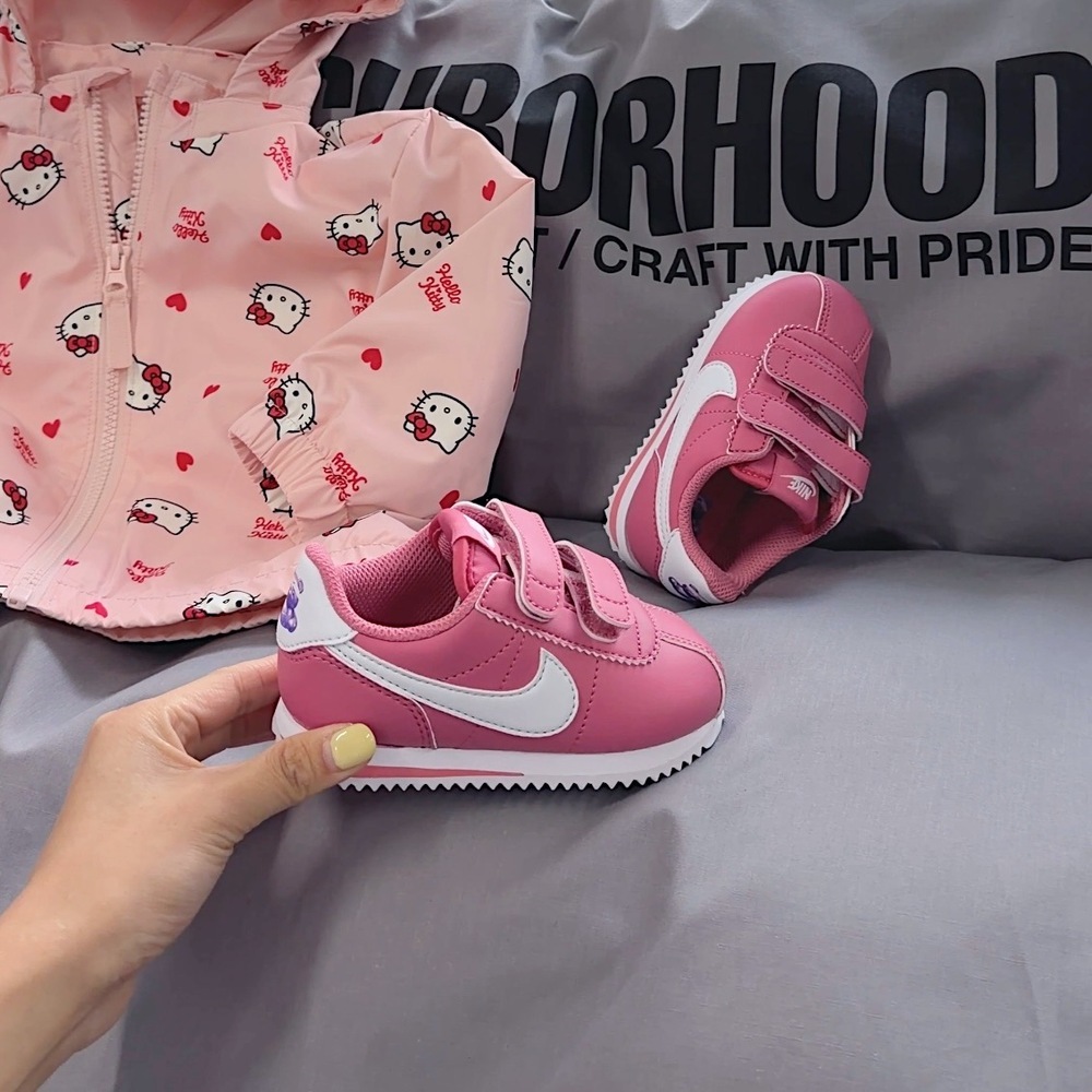 Nike Cortez TDV 日本限定 桃紅 白色 熊熊圖案 魔鬼氈 阿甘 小童 中童 童鞋 IR0791-600