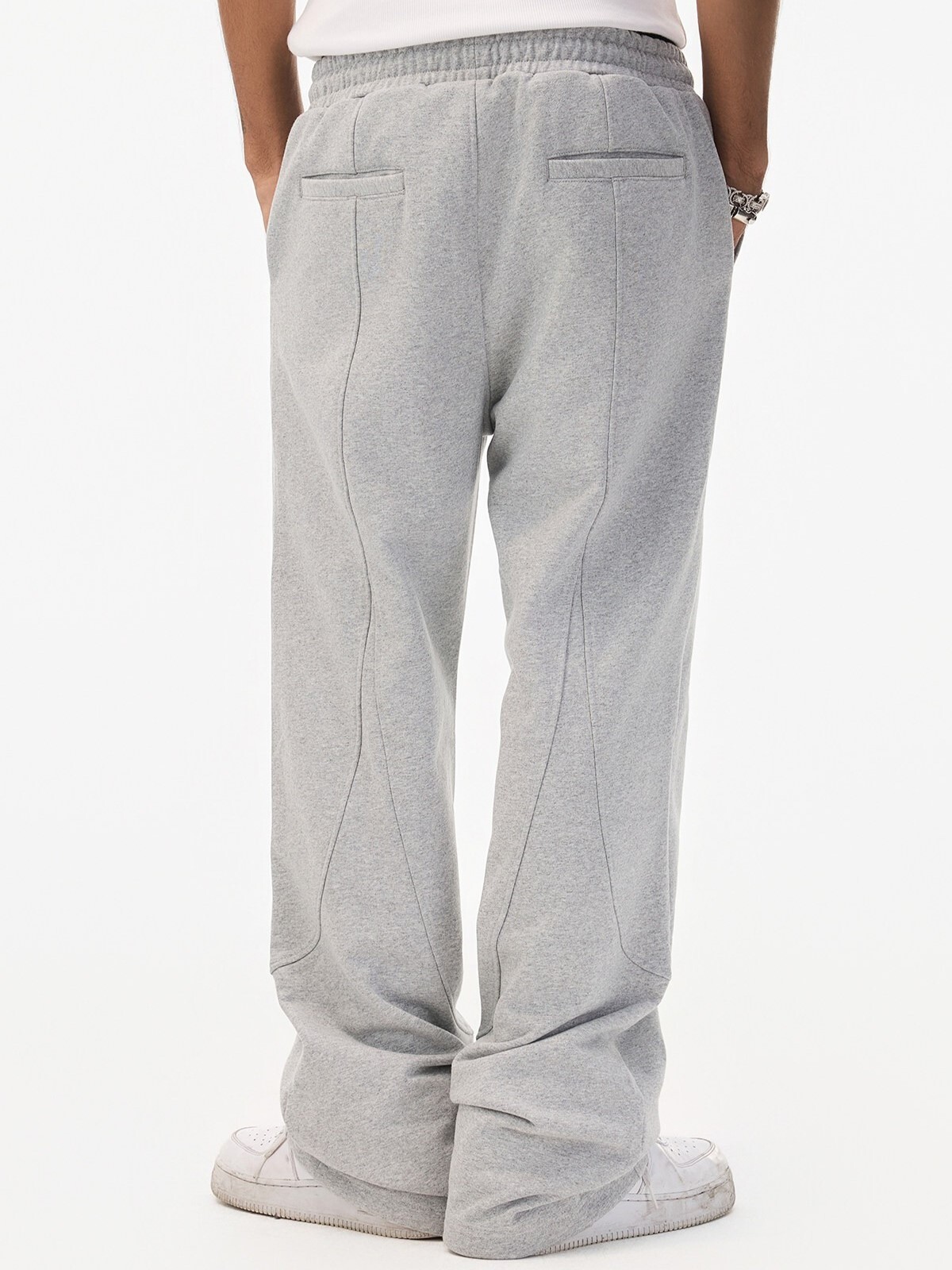 STK SmallTownKid 拼接 明線分割 直筒廓型 針織長褲