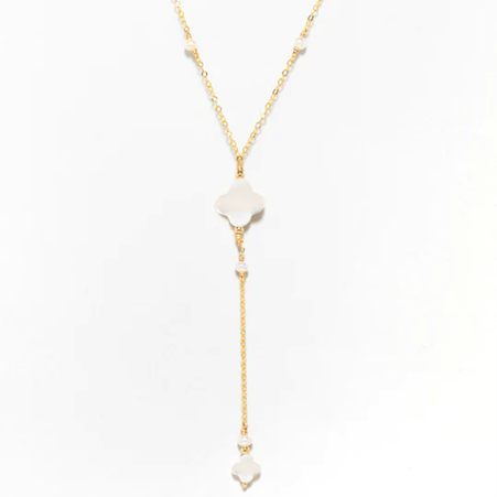 1YA0326-129 [YAY PARIS] Swan Long Tie Necklace Mother Of Pearl Laminated Gold #520crsw102 (EU)