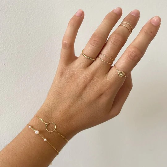 1YA0326-022 [YAY PARIS] Phalanx Sparkle Double Ring Rolled Gold #110dbec100 (EU)