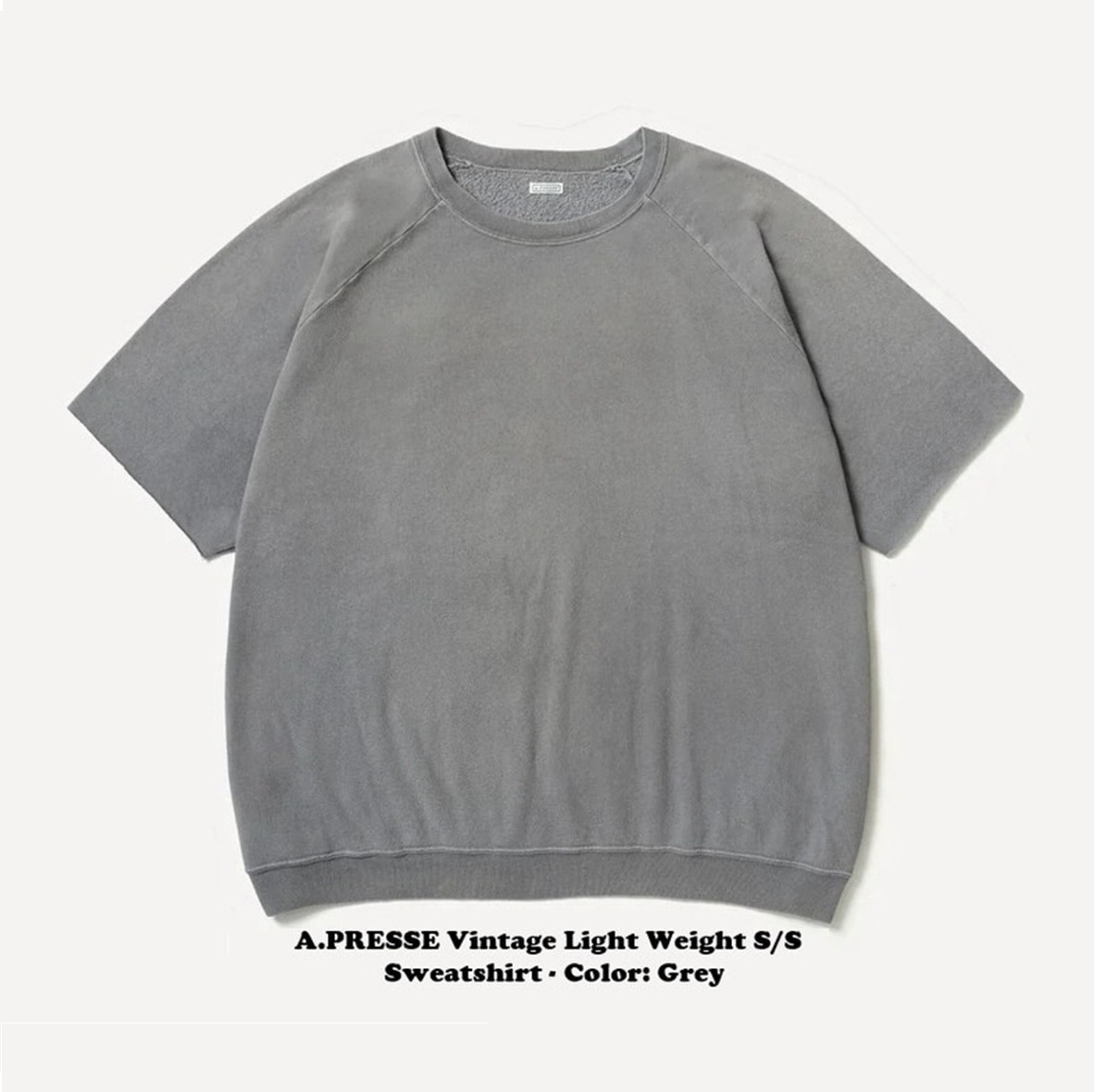 A.PRESSE 2026 VINTAGE LIGHT WEIGHT S/S SWEATSHIRT (26SAP-05-10) - PRE ORDER ITEM (預訂中)