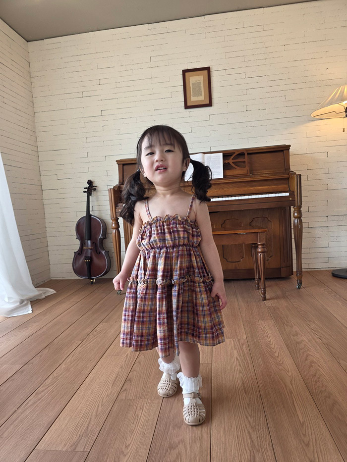 正韓夏COLOR 吊帶格紋洋裝