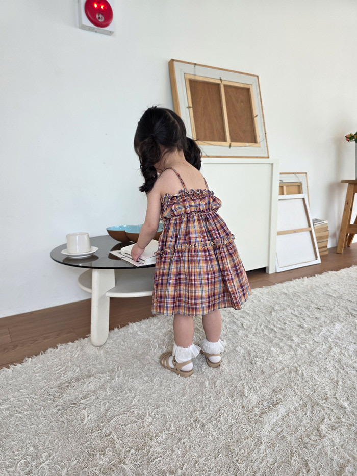 正韓夏COLOR 吊帶格紋洋裝