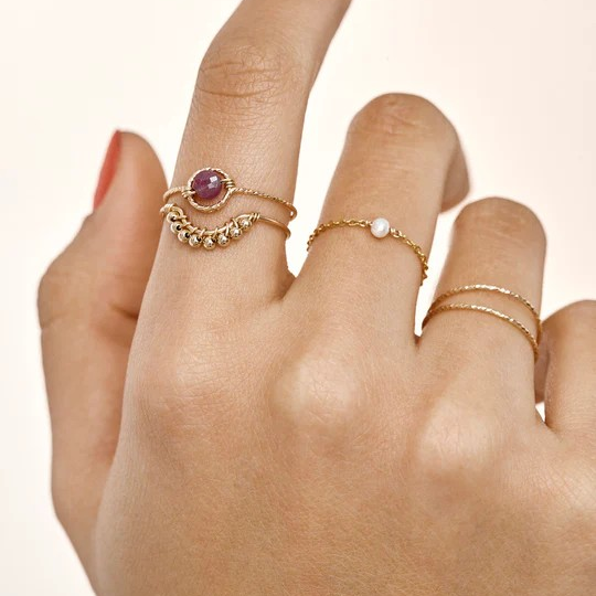1YA0326-024 [YAY PARIS] Sparkling Double Ring Rolled Gold #100dbec100 (EU)