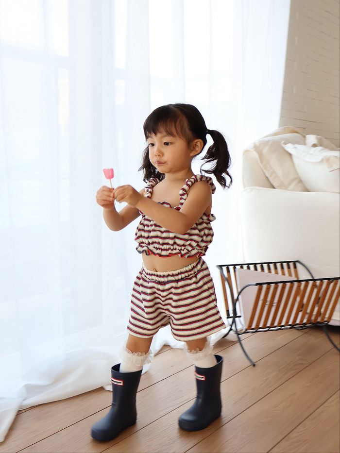 正韓夏COLOR 條紋背心短褲套裝