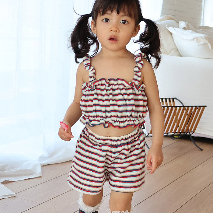 正韓夏COLOR 條紋背心短褲套裝