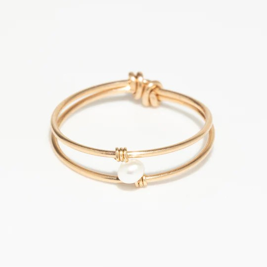 1YA0326-029 [YAY PARIS] Essential Double Ring - Cultured Pearl Rolled Gold #23AHC-100dbecL01 (EU)