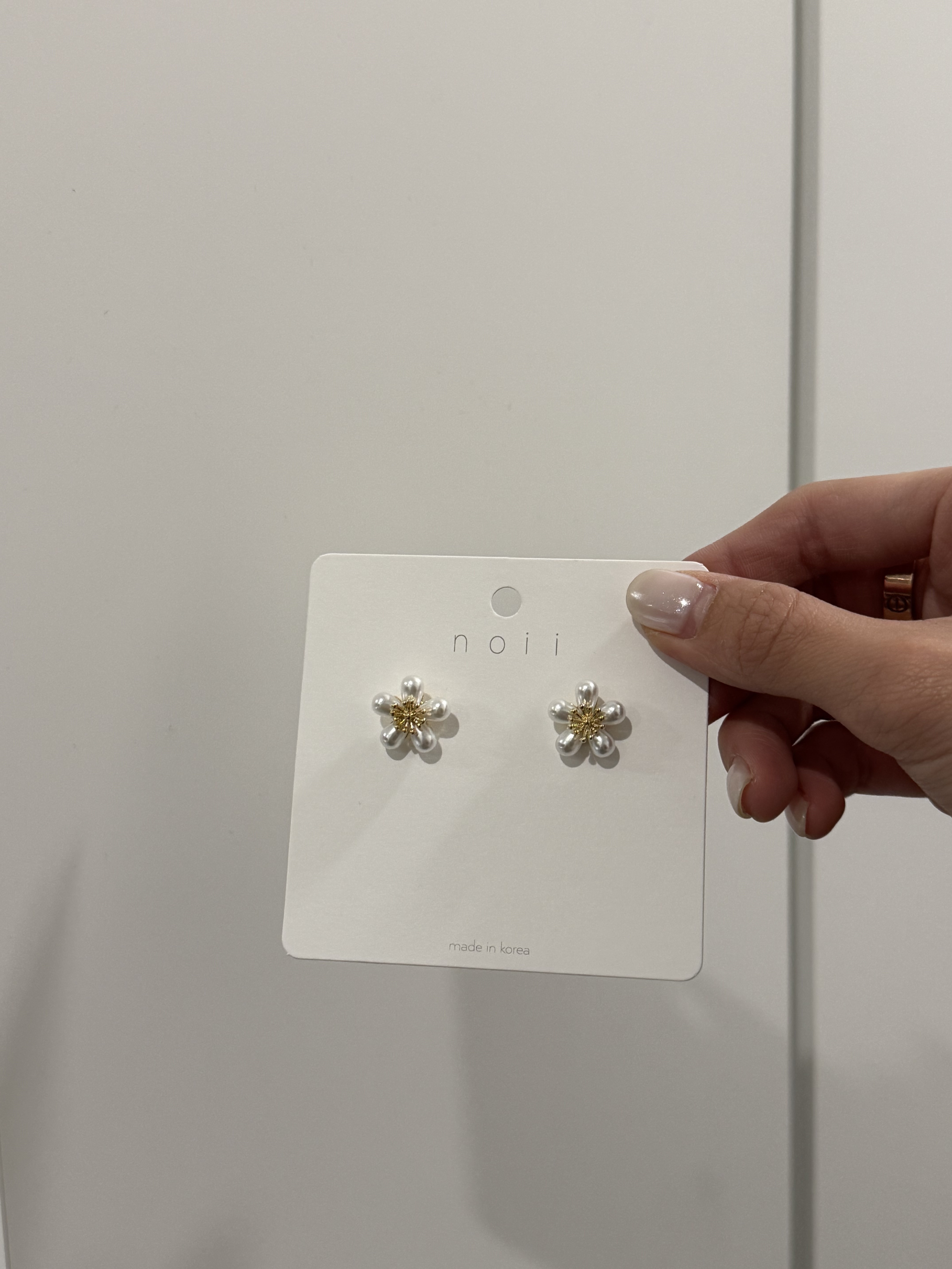 韓國連線 珍珠小花耳環