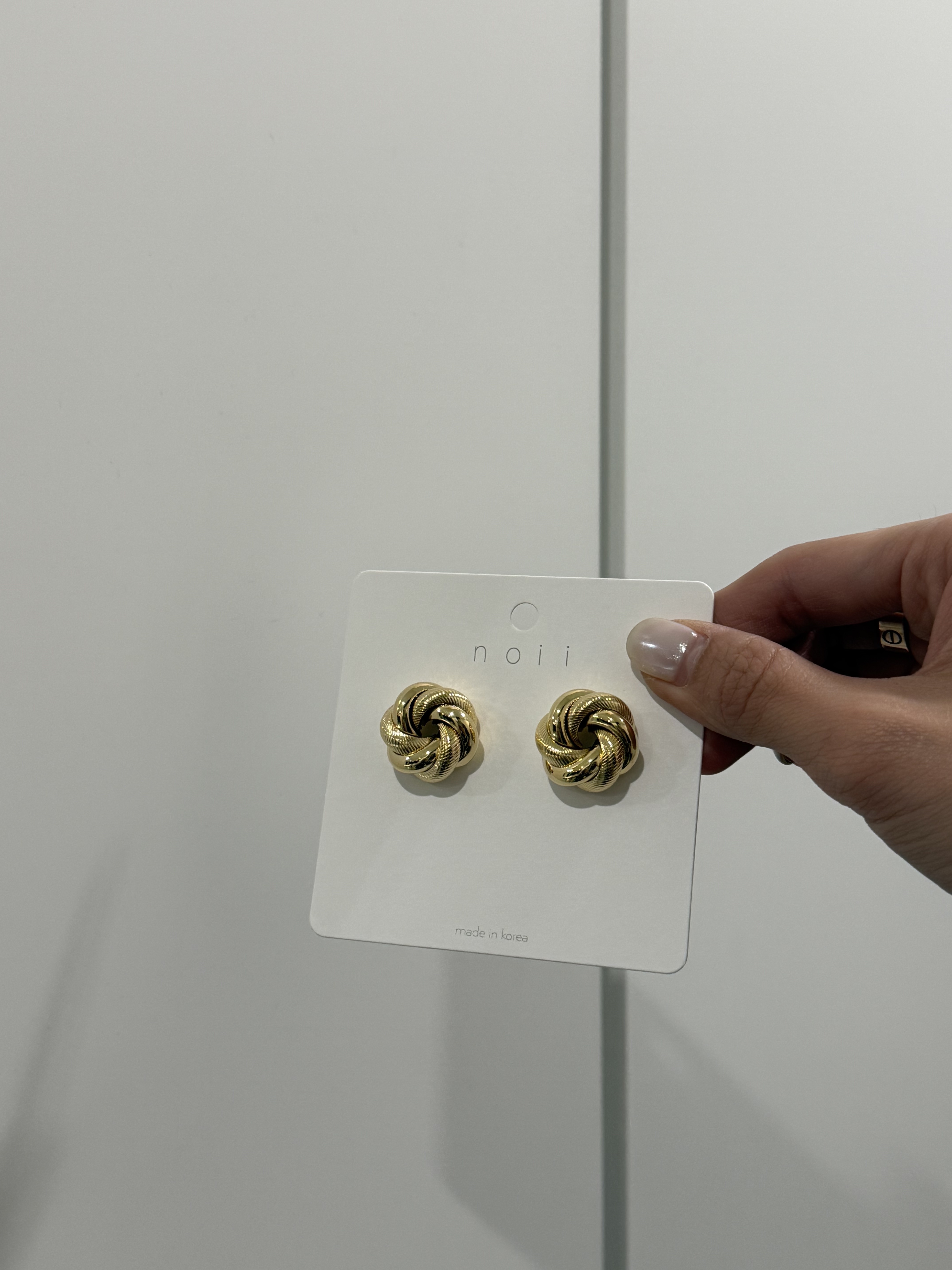 韓國連線 麻花圓圈耳環