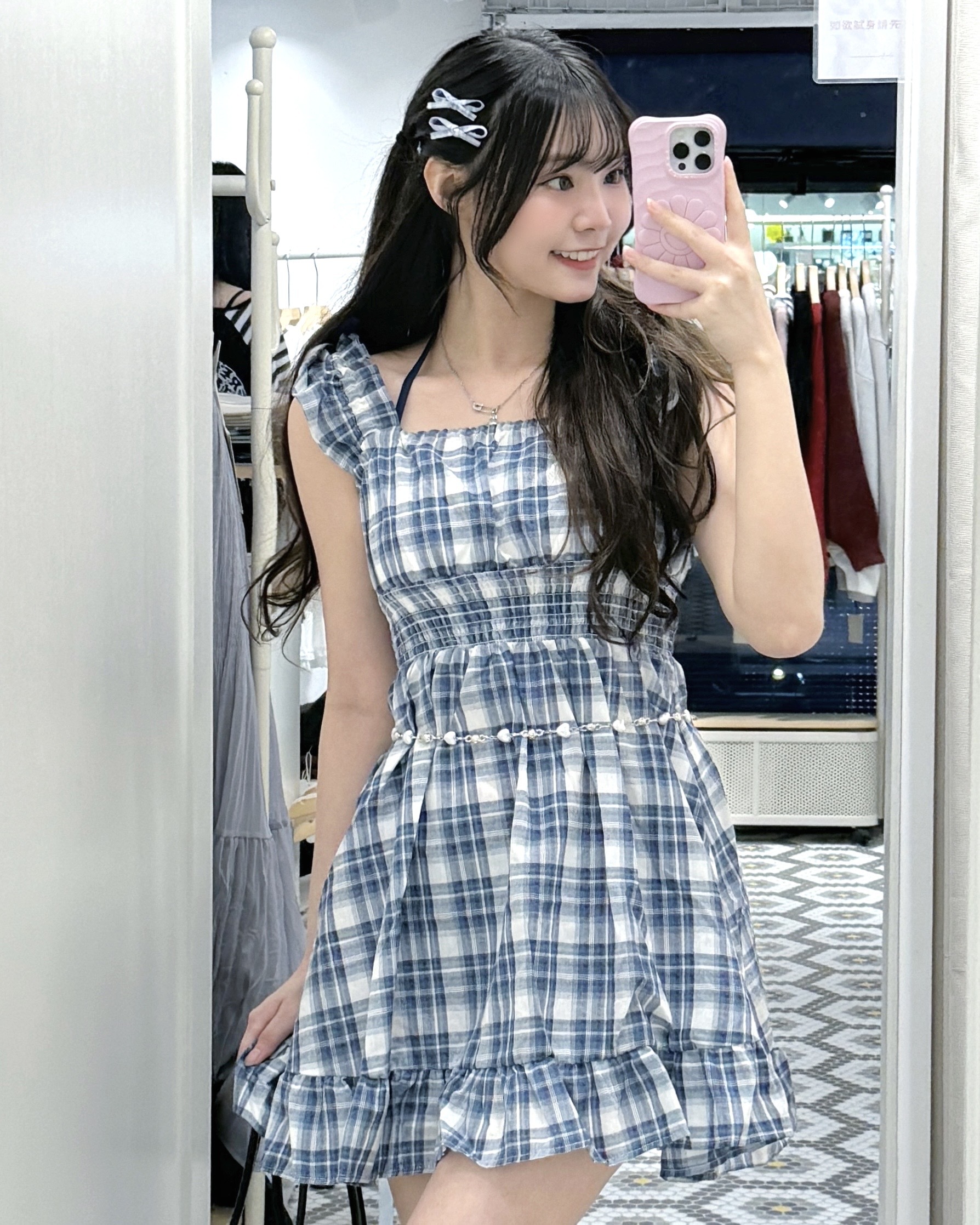 JP1197｜日本直送.ᐟ.ᐟ 夏日感藍色系格仔連身裙🫧 ˚🐋 𓇼𓈒𓏸