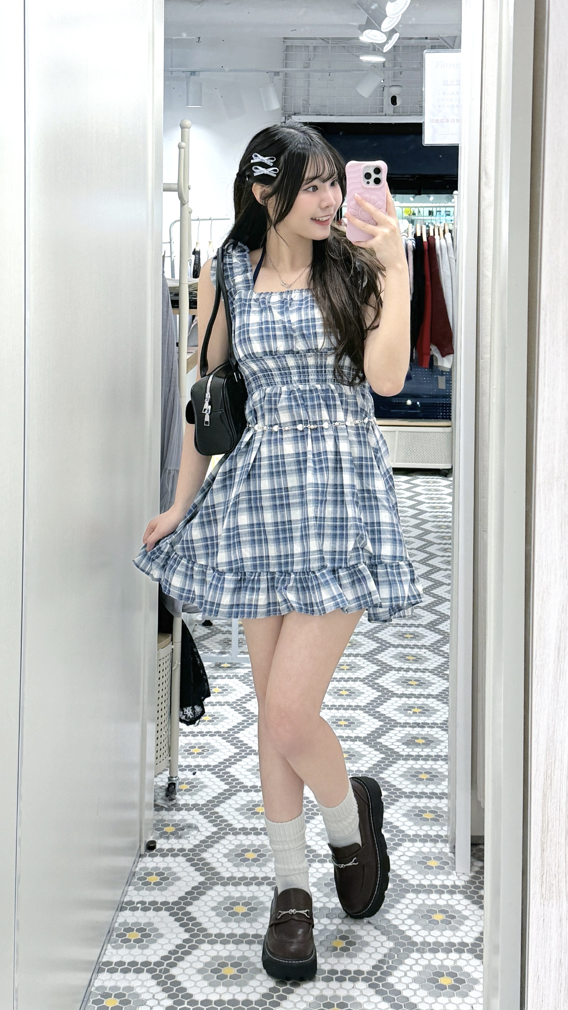 JP1197｜日本直送.ᐟ.ᐟ 夏日感藍色系格仔連身裙🫧 ˚🐋 𓇼𓈒𓏸