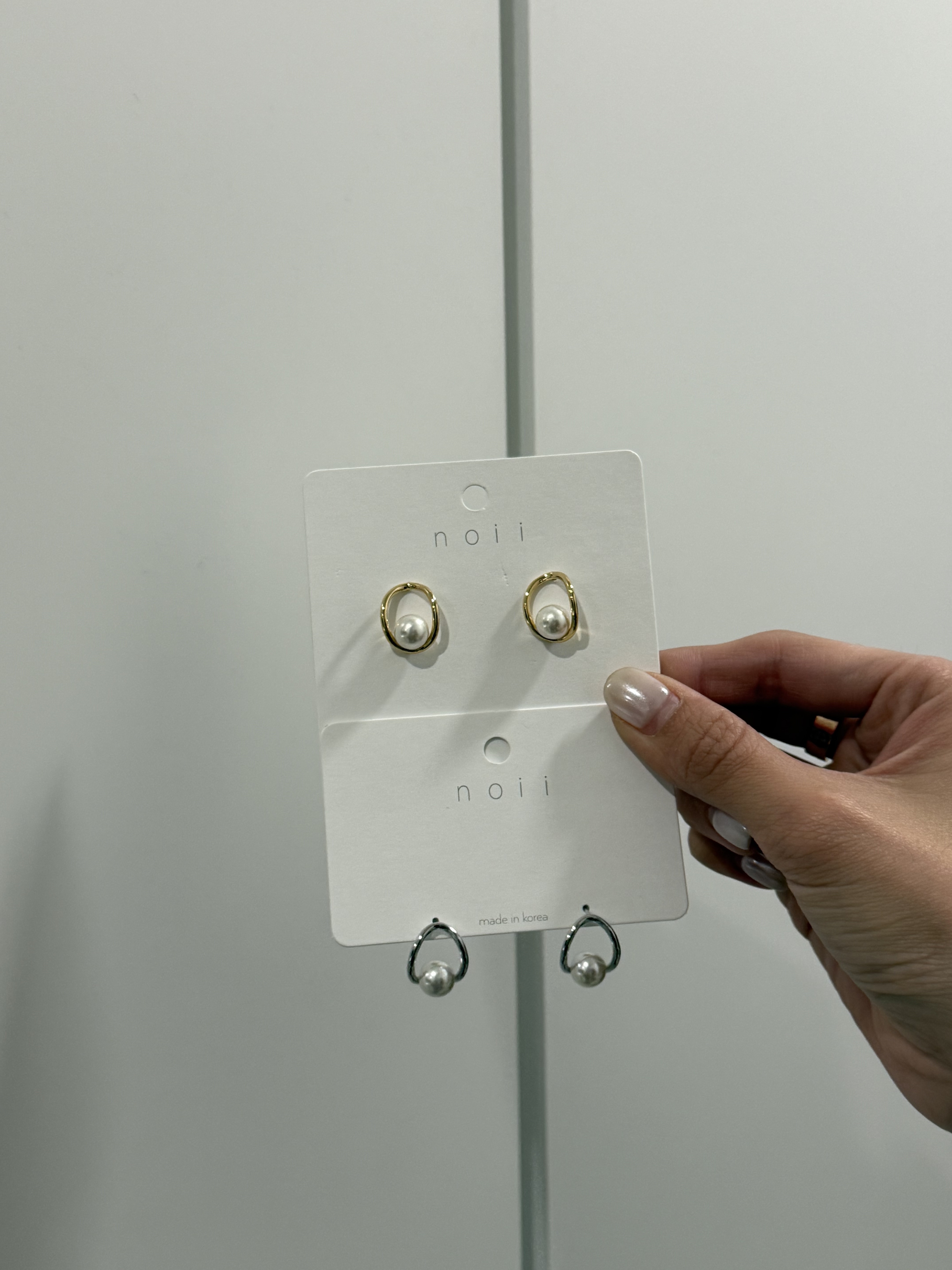 韓國連線 圈圈鑲珍珠耳環