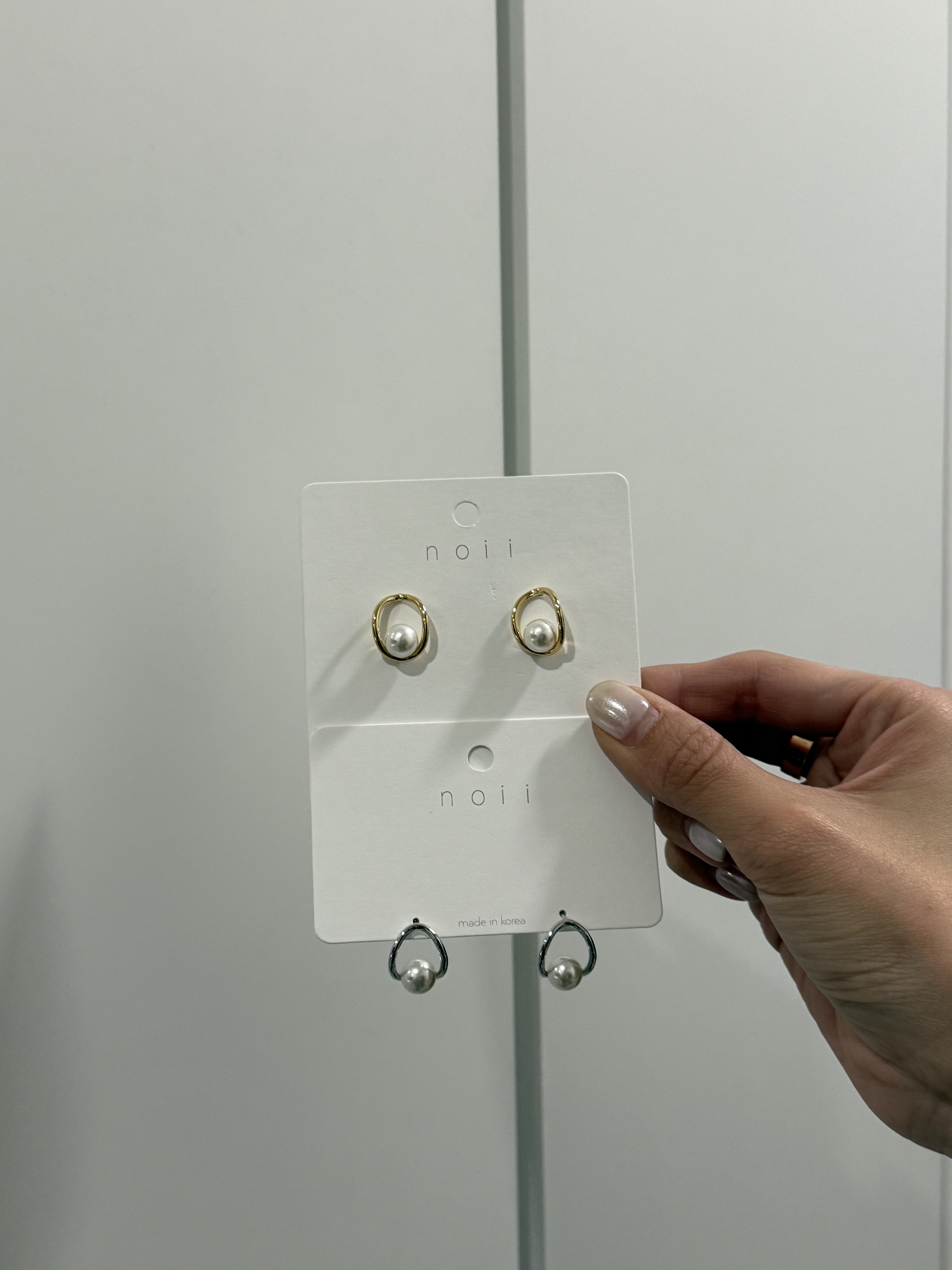 韓國連線 圈圈鑲珍珠耳環