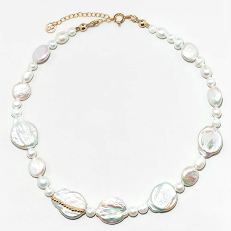 1YA0326-140 [YAY PARIS] Cowrie Necklace Cultured Pearl Laminated Gold #500sicumy101 (EU)