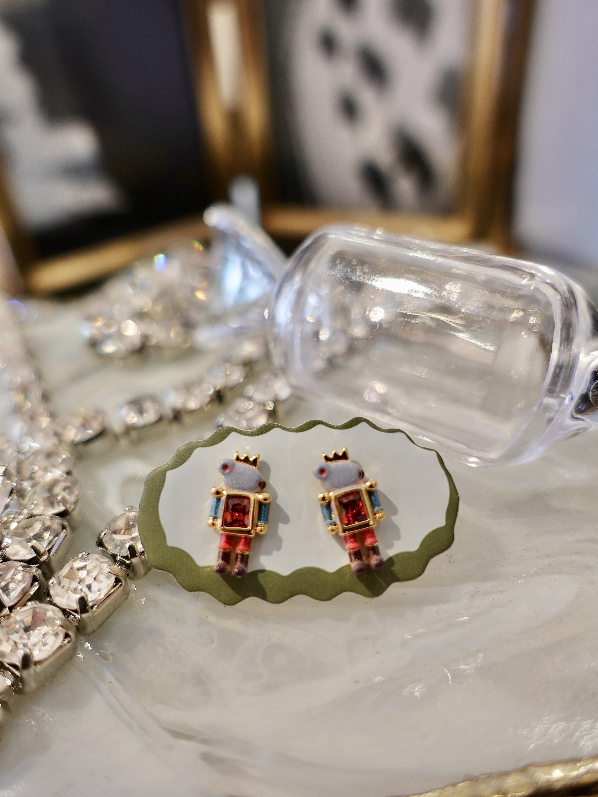 USA美國彩色寶石鑽機器人耳環