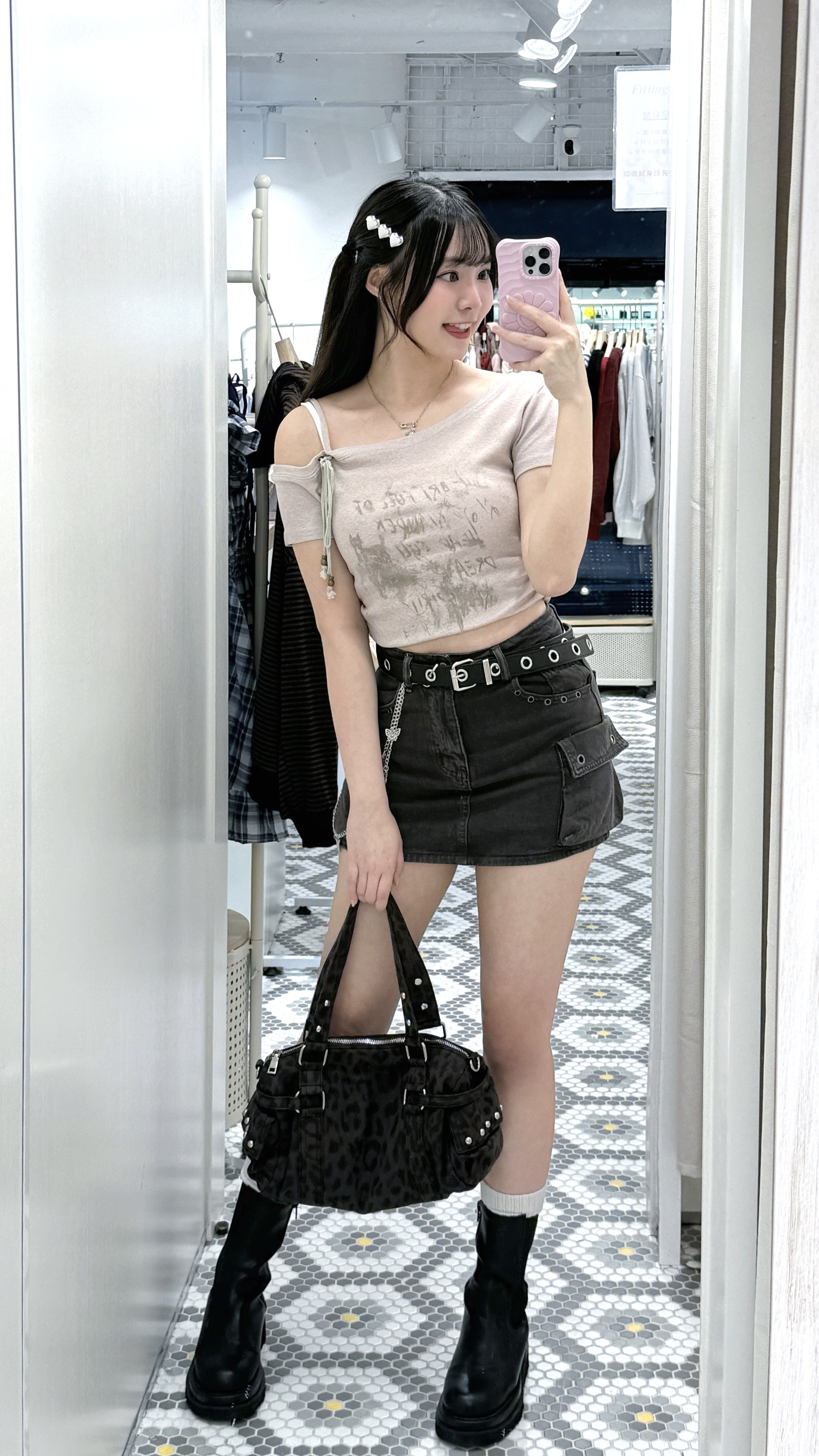 T1333｜淡淡水印字母束腰綁繩單吊帶上衣₊˚ 𓇼🐚