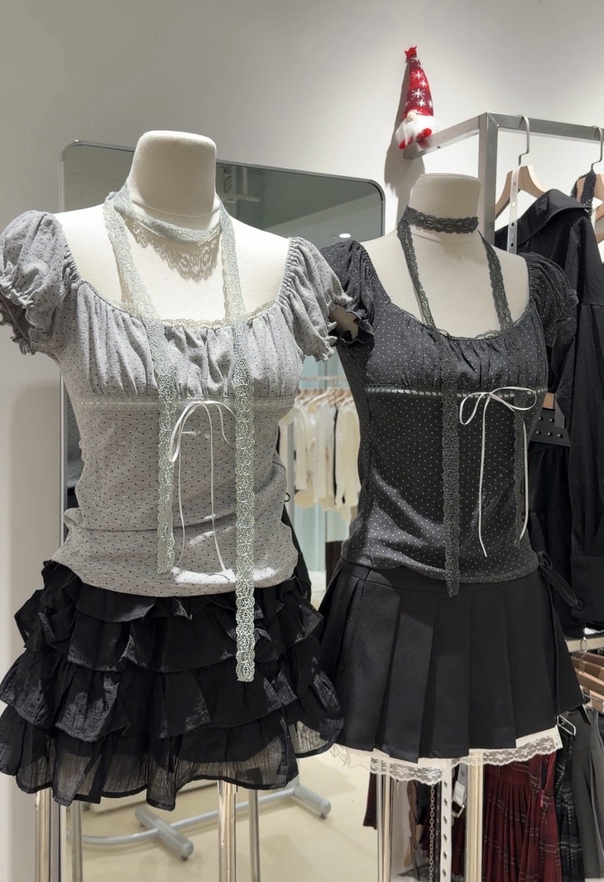 波點蝴蝶結泡泡袖🎀